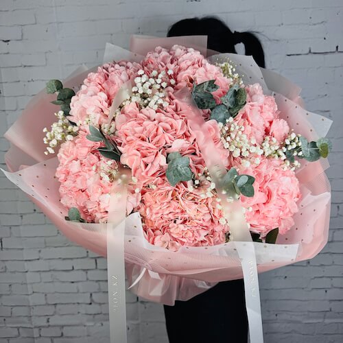 Bouquet of pink hydrangeas - Делюкс