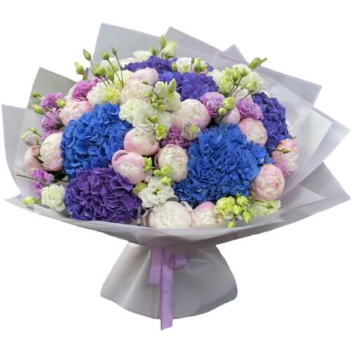 Bouquet of peonies and hydrangeas - Делюкс