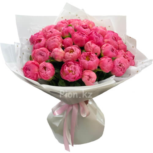 Bouquet of coral peonies - 33 пиона
