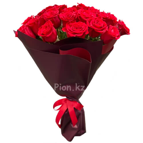Букет из красных голландских роз 60см - 25 роз (на фото)