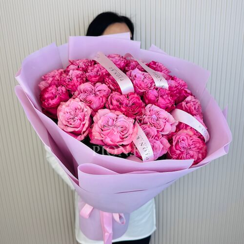 Букет из роз "Кантри-блюз" 60см - 21 роза