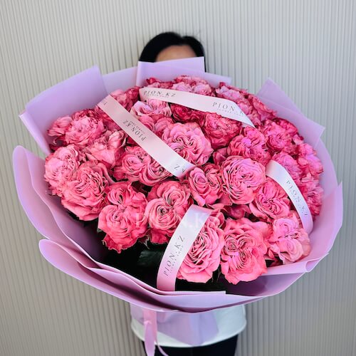 Букет из роз "Кантри-блюз" 60см - 35 роз