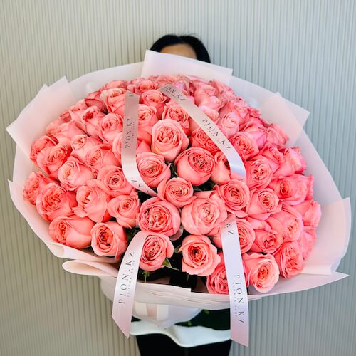 Bouquet of roses "Pink Expression" - 75 роз