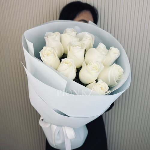 Белые розы 60см - 11 роз