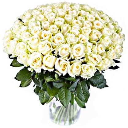 Охапка белых роз 90см - 101 роза